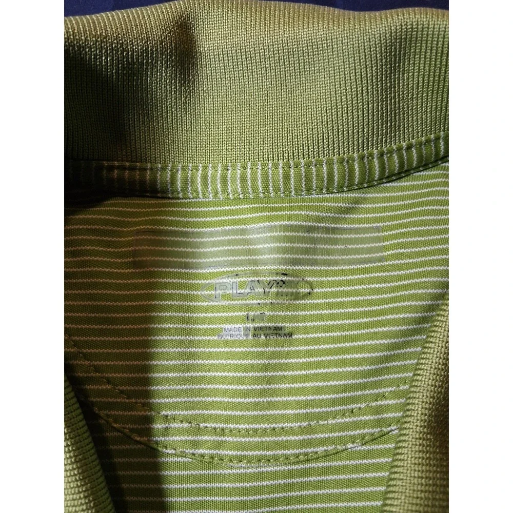 Nike‎ Play Dry Mens Green Striped Performance Golf Polo Shirt Size Large